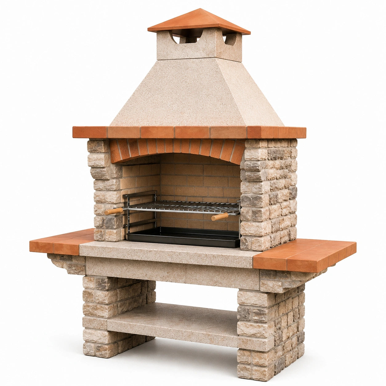Barbecue in Pietra e Acciaio Inox con Mensole Terracotta