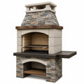 Barbecue in pietra naturale con griglia in acciaio inox
