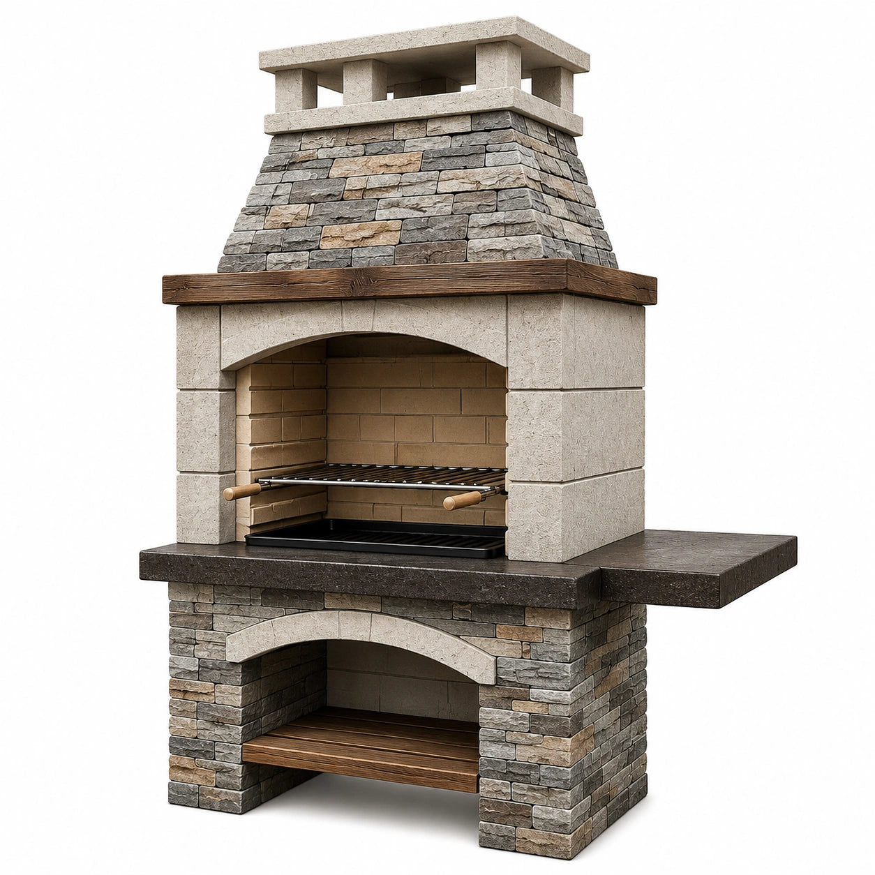 Barbecue in pietra naturale con griglia in acciaio inox