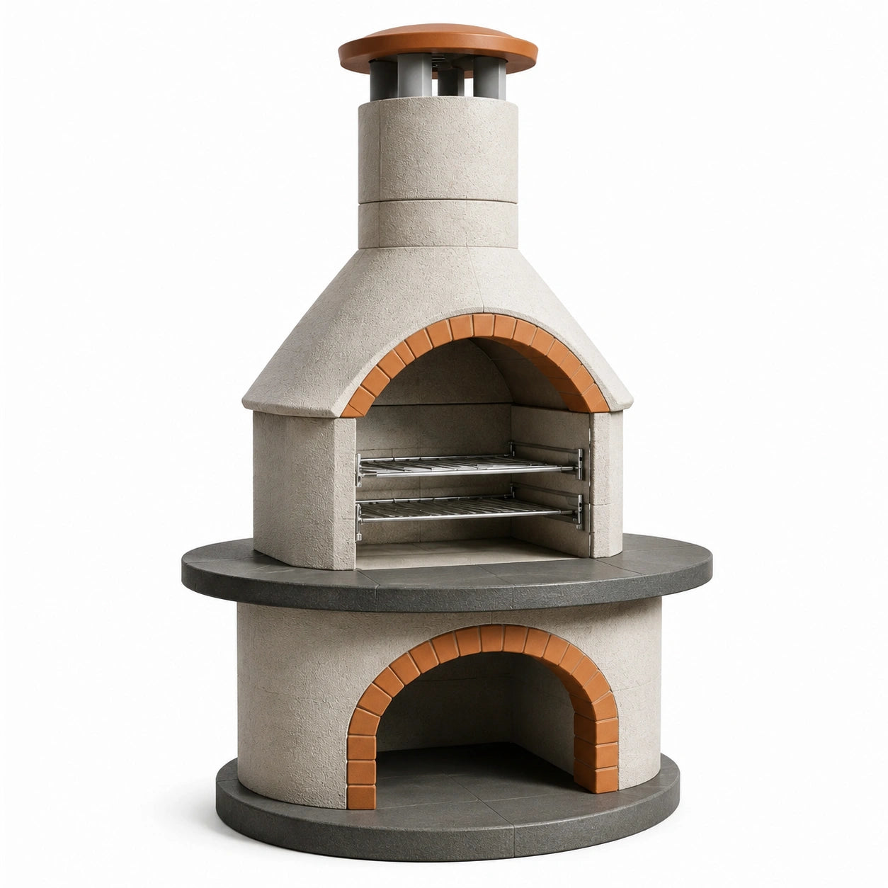 Forno barbecue in pietra refrattaria e acciaio inossidabile