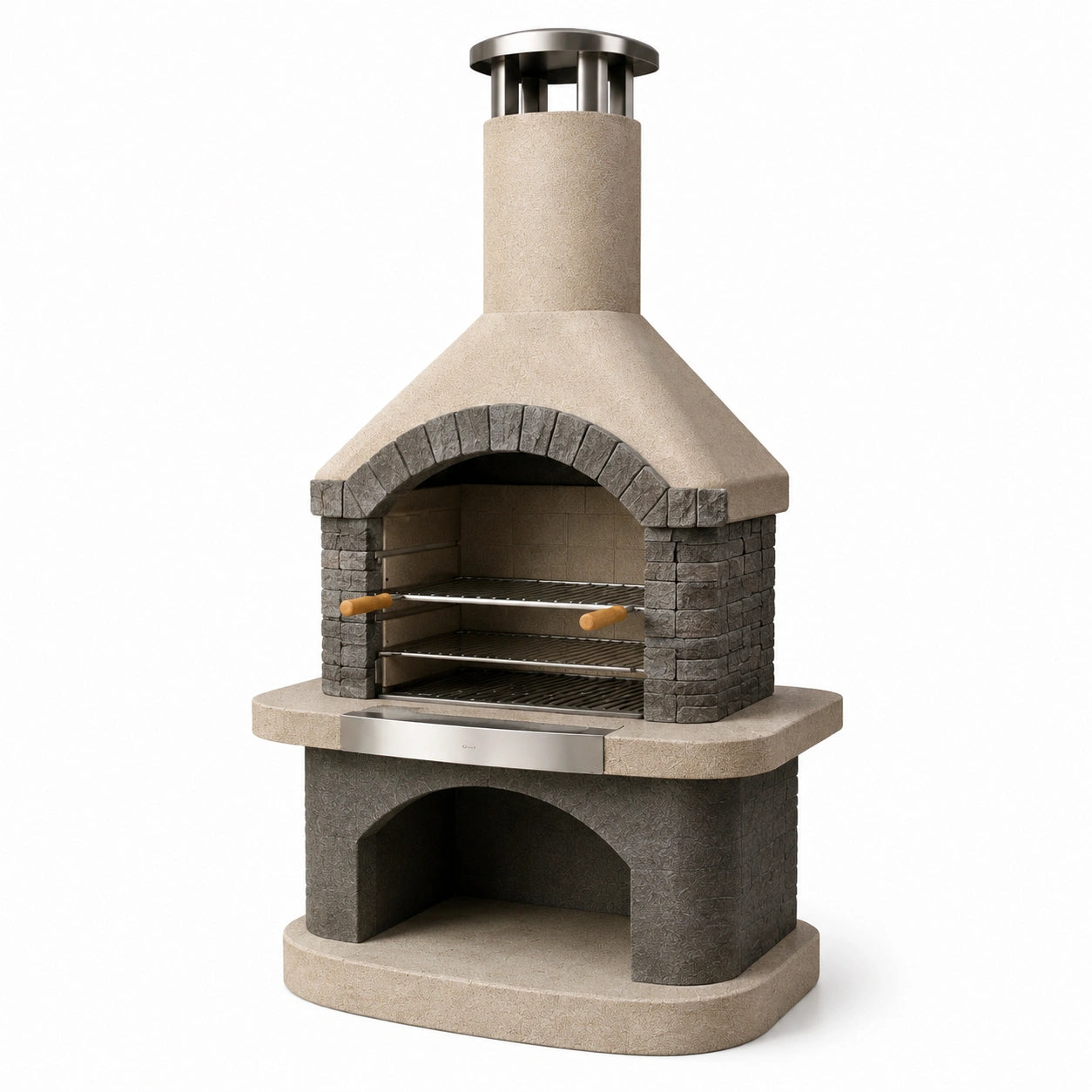 Barbecue in pietra refrattaria con griglia in acciaio inox