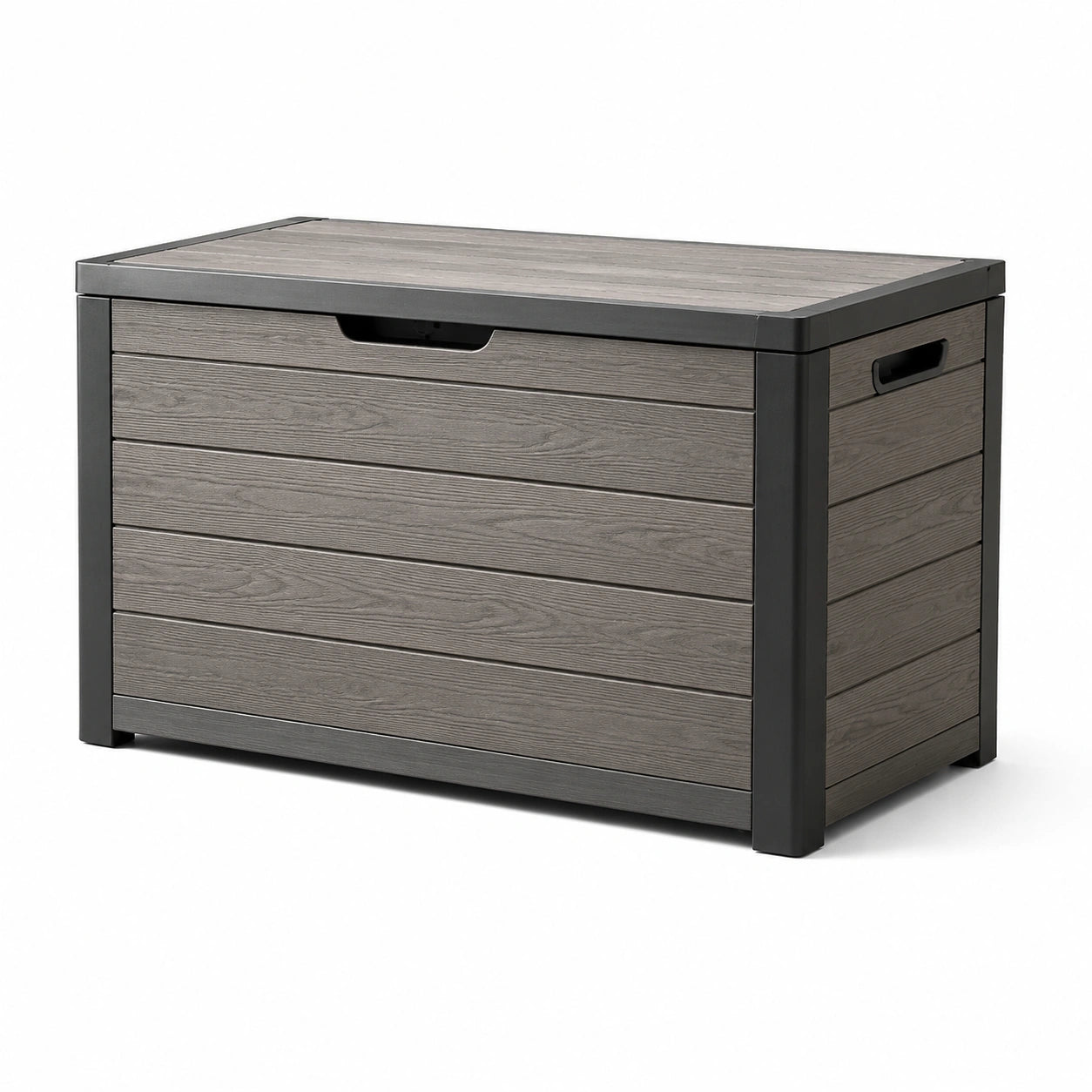 Baule in resina effetto legno grigio 120x45x60 cm
