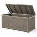 Baule da giardino in resina effetto rattan 120x45x60 cm grigio talpa