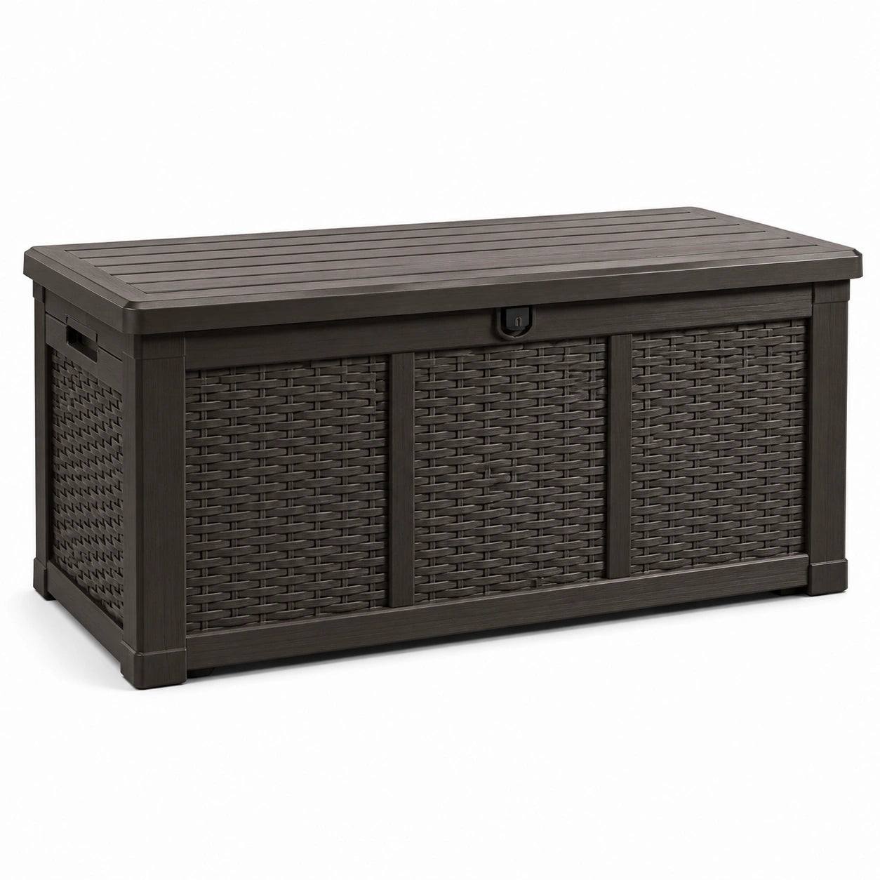 Baule in resina intrecciata marrone 120x55x60 cm