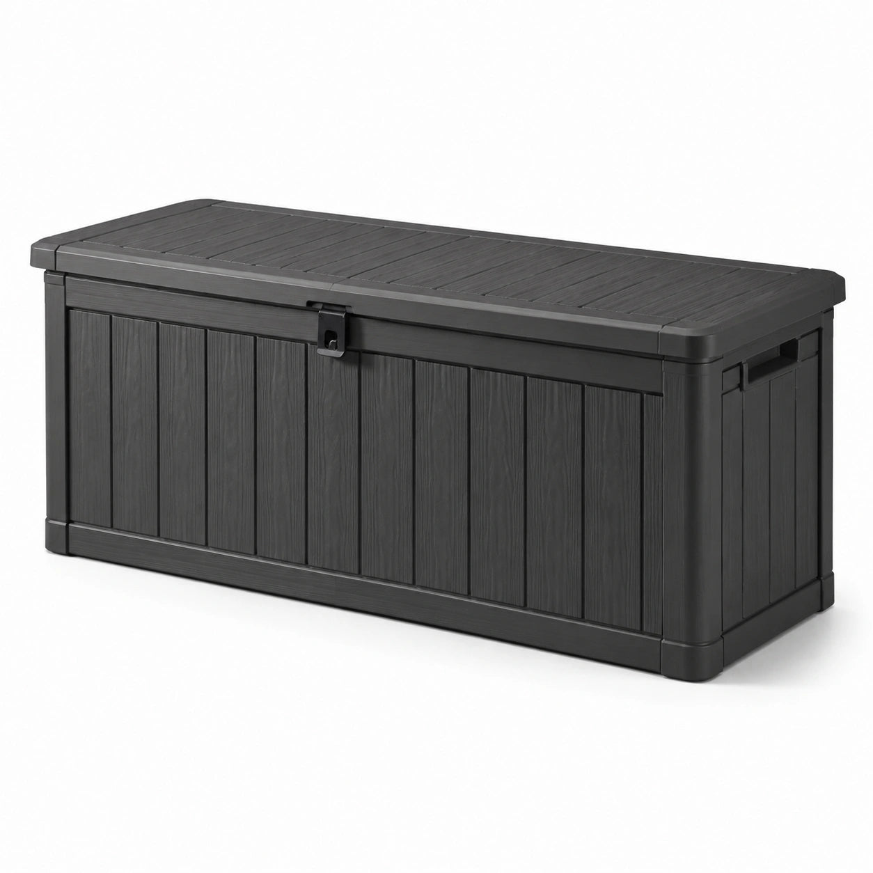 Baule da giardino in plastica nera 117x45x56 cm
