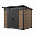 Casetta da giardino in legno composito e acciaio 214x218x248 cm marrone/nero