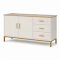 Credenza in Legno con Cassetti e Ante Bianco e Dorato