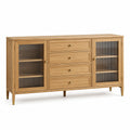 Credenza in legno con ante in vetro scanalato 150x40x80 cm