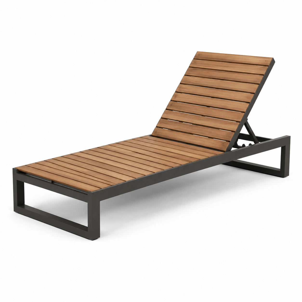 Lettino prendisole in legno di teak e alluminio marrone