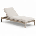 Lettino prendisole in metallo e tessuto beige
