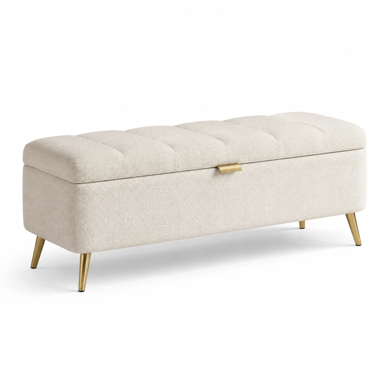 Panca in tessuto poliestere con gambe in metallo beige