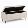 Panca contenitore con rivestimento in poliestere beige 120x40x45 cm