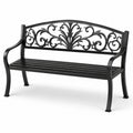 Panchina in metallo decorativa con schienale a motivi, nera