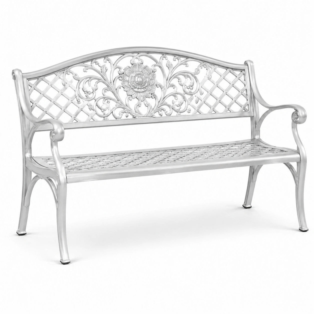 Panchina da giardino in metallo argento 122x60x81 cm