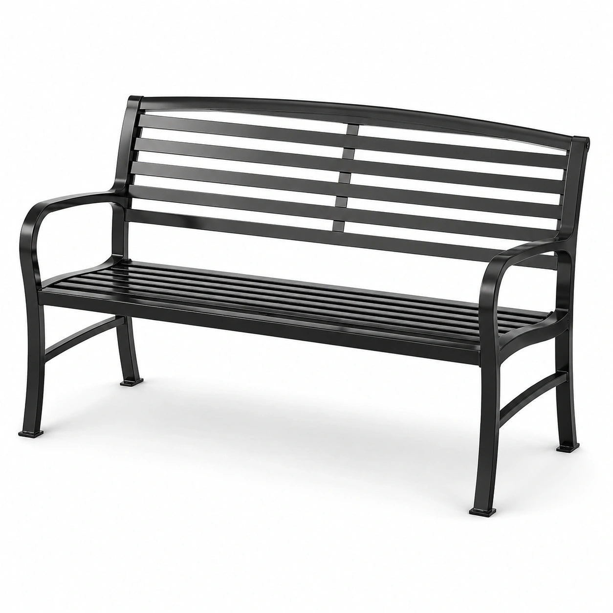 Panchina da giardino in metallo nero 125 cm