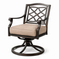 Sedia girevole in metallo con cuscino in poliestere beige