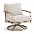 Poltrona girevole in alluminio con cuscini in tessuto beige
